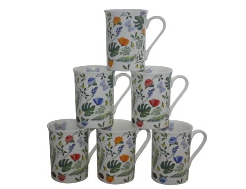 Image of The Cup Fine Bone China Set of 6 'Butterfly Garden' Mugs