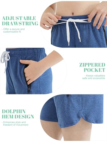 Resinta 4 Pack Girls Athletic Shorts Dry-Fit Soccer Running Shorts for Kids Workout Gym Active Apparel with Zipper Pockets3