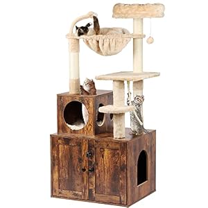 Timberer Kratzbaum mit Katzentoilettengehege 2-in-1
