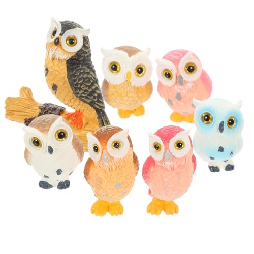 NUOBESTY ミニ動物フィギュア フクロウミニチュア置物 妖精の庭のミニチュア 7点セット ミニチュアガーデン装飾用 高密度樹脂製 耐候性加工 オフィス 書斎インテリア 大人向け お正月プレゼント 母の日プレゼントの商品画像（Amazon）