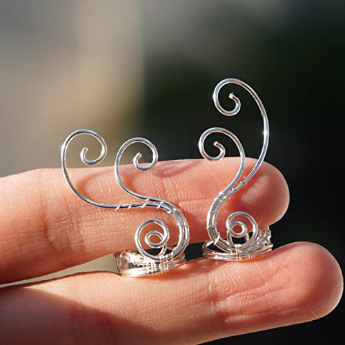 Handmade Ear Cuff Earrings, OwMell Elf Ear Cuffs No Piercing Hypoallergenic Simple Rolled Earrings Fantasy Costume for Party Wearing4