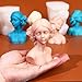 2Pcs 3D Girl Portrait Silicone Candle Molds Eyes Closed Blindfolded Girl Braid Women Body Sculpture Wax Resin Mold Aromatherapy Plaster Decoration Soap Candle Making Supplies