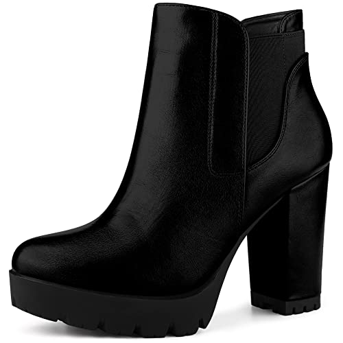 Perphy Women's Platform Chunky High Heels Chelsea Boots Black 5 UK/Label Size 7 US