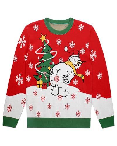 Runhit Ugly Christmas Sweater Men Unisex Crew Neck Knitted Ugly Christmas Sweater Women Funny Pullover for Holiday2