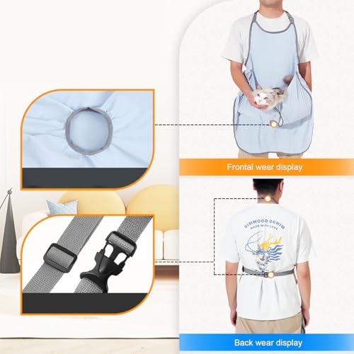 Tablier pour chat avec sangle réglable et grande poche ventrale