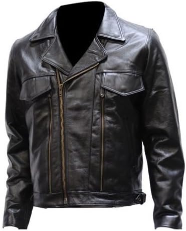 Mens Vented Leather Motorcycle Jacket with Zip Out Lining