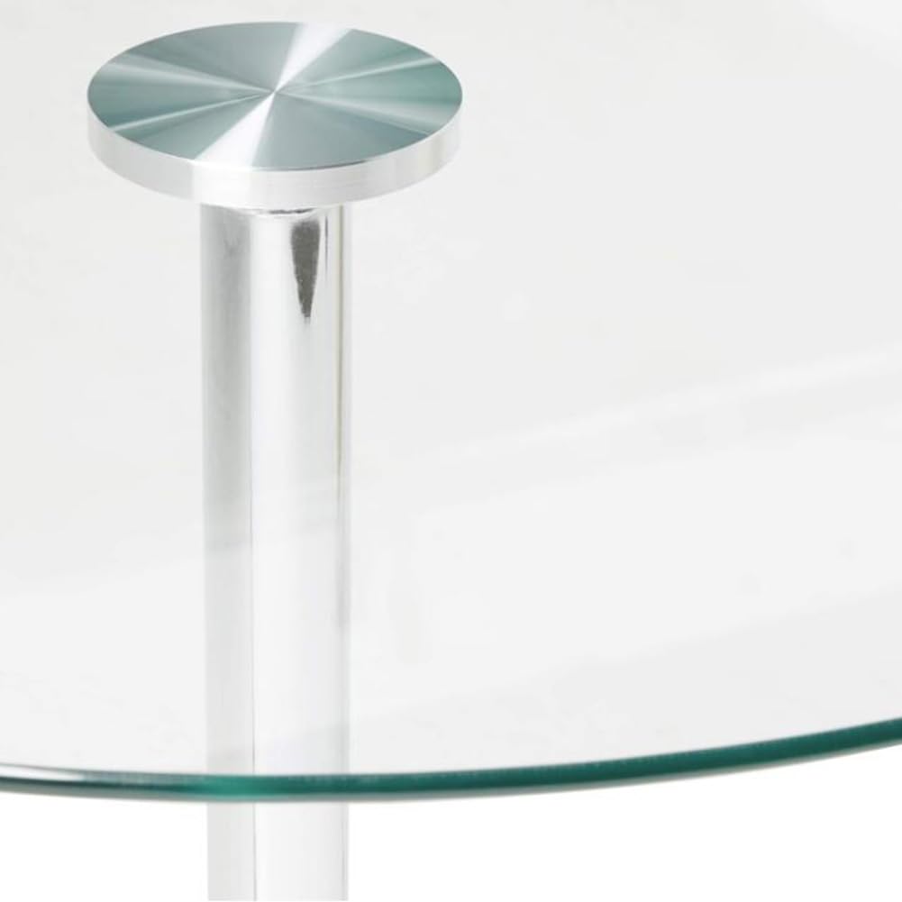 Redondo Cristal Mesa Pedestal Vidrio Mesa De Comedor 60/70/80cm Moderna Circular Mesa Bistro 2-4 Plazas Base Cromada(Size:60cm)