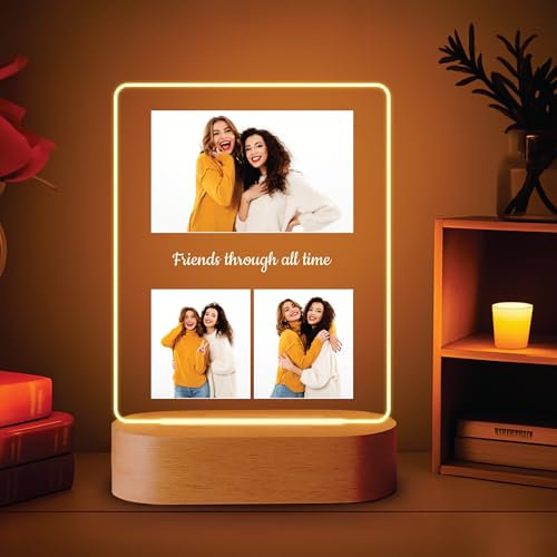 Image of Giftplease Personalised Rakhi Gift for Sister - Custom Acrylic Photo Collage Frame with Wooden Base, Meaningful Raksha Bandhan Keepsake from Brother, Personalized Memory Display for Siblings, Decor