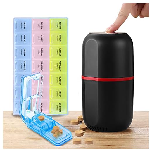 Electric Pill Crusher Grinder - Grind The Medicine and Vitamin Tablets of Different Sizes into Fine Powder - Black Electronic Pulverizer to Crush Multiple Pills - Use for Feeding Tube, Kids or Pets