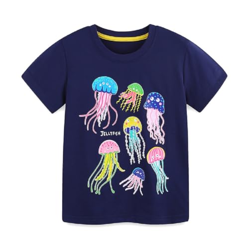 Summer T Shirt for Toddler Girls Kids Short Sleeve Shirts Navy Clothes