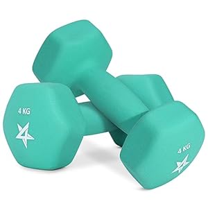 Yes4All WCZV Hex Neopreen Gewichten Halters Set Paar (1 kg tot 7 kg) – Halterset, Handgewichten Set voor Vrouwen Mannen, Home Gym Workout, 4 kg x 2, Teal