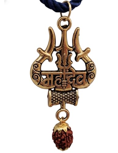 Image of BookMyCostume Spiritual & Devotional Mala Collection - Natural Tulsi Kanthi & Rudraksha Bead Necklaces with Trishul & Religious Pendants - Unisex Ethnic Jewellery for Puja, Meditation, Festivals & Daily Wear
