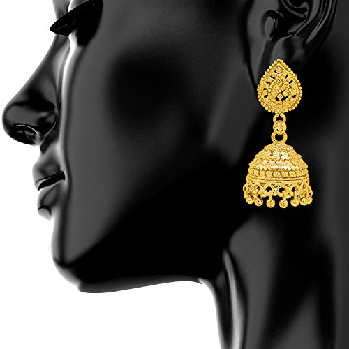 Bodha Bollywood Small Size Gold Plated Delicate Traditional Indian Jhumka Earrings (SJ_746)3