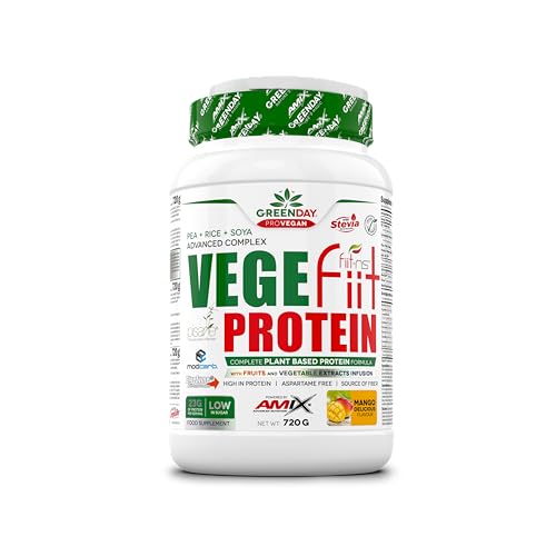 AMIX - Proteína en Polvo - Vegefiit Protein en Formato de 720 gramos - Gran Aporte de Nutrientes - Ayuda a Aumentar la Masa Muscular - Sabor a Mango