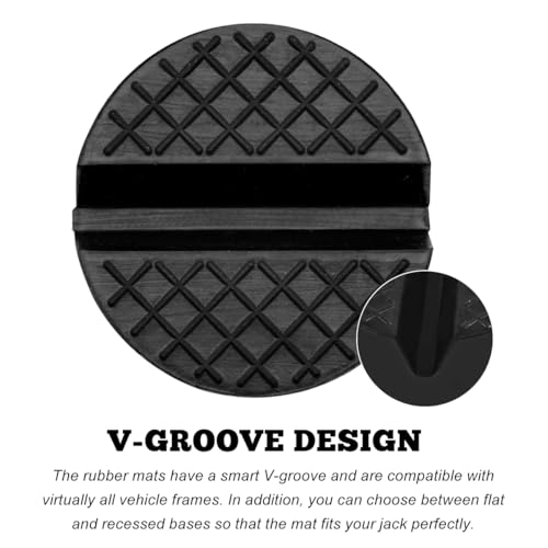 Image of Car Jack Stand Support Pad, Universal Floor Jack Stand Rubber Pad Guard Adapter, Unique Design Slotted Frame Rail Pinch Welds Protector for Floor Jacks, Car Accessories