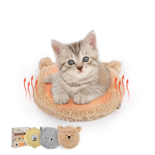 ALL FOR PAWS Beheiztes Katzenbett für den Innenbereich mikrowellengeeignete Heizkissen für Katzen Welpen und kleine Haustiere nicht elektrisches Heiz-Hundebett mit 2 gemütlichen Bezügen