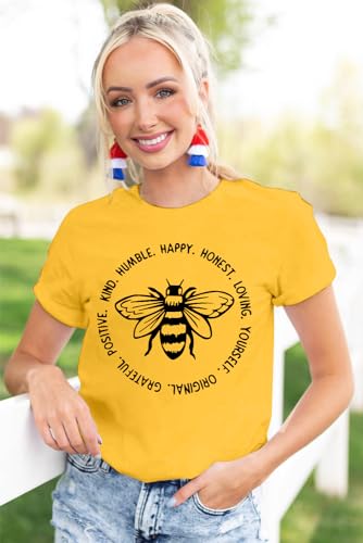 Bee Kind Women's T-Shirt: Cute Bee Graphic Shirt - Funny Inspirational Casual Tee4