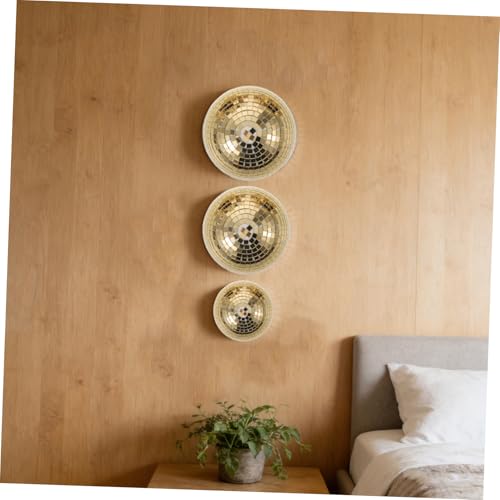 DOITOOL - 3 piezas de adorno colgante esférico semiesférico de vidrio dorado con espejo, para decoración mural, fácil instalación, ideal para salas de estar y bodas, diseño moderno y de moda miniatura 6