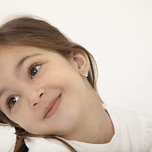 925 Sterling Silver Colorful Enamel & Cubic Zirconia Cupcake Screw Back Earrings for Girls - Kids Jewelry With CZ Stones - Perfect Toddler Hypoallergenic Earrings2