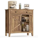 VASAGLE LIRY Collection - Buffet Cabinet, Coffee Bar Cabinet with a Drawer, Adjustable Shelf, Sideboard Storage with Cable Hole, Drawer Divider, Honey Brown UBBK341K01