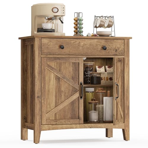 VASAGLE Buffet, Meuble de Rangement avec Tiroir, Meuble de Cuisine, avec Portes, Étagère Réglable, Style Campagne, pour Salon, 40 x 80 x 80 cm, Marron Miel...