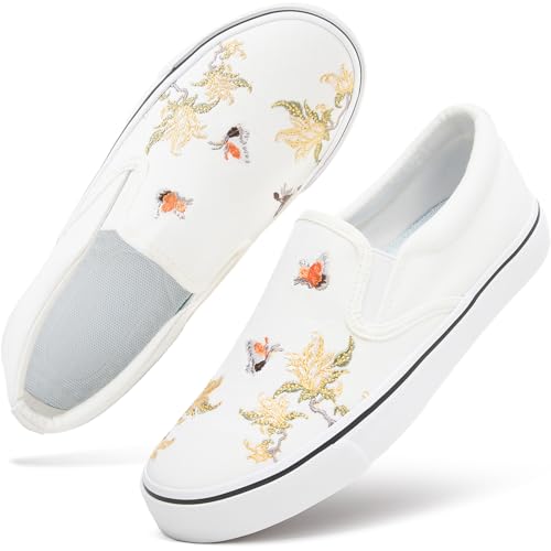 Image of Women's Canvas Slip On Sneakers Non Slip Loafers | low top non slip on walking breathable casual comfortable fashion tennis