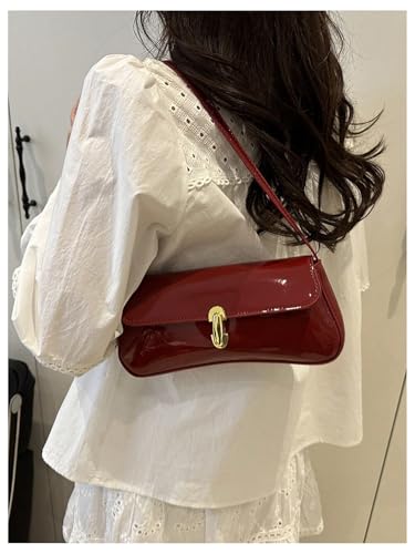 Floerns Women's Vintage Leather Shoulder Bag Top Handle Flap Underarm Hobo Handbag3