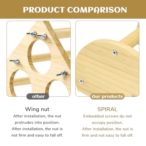 Image of Chicken Perch with Mirror, Strong Pine Wooden Chick Perch Toys for Coop and Brooder for Birds, Baby Chicks, Hens