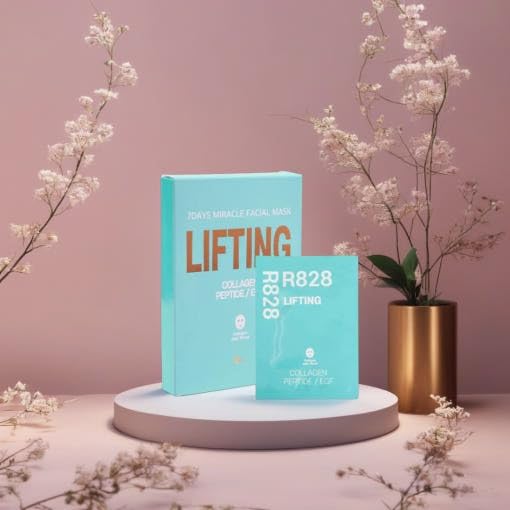 R828 10 Pack Lifting Face Mask Instant Lifting & Glowing Face with Hydrolyzed Collagen and EGF Peptide