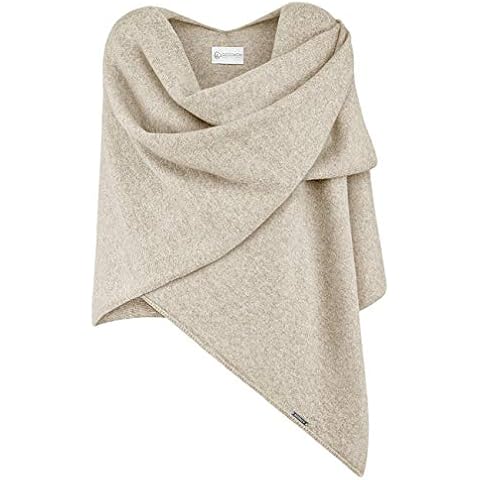 GIESSWEIN Merino Lambswool Cape - Eleganter Feinstrick Überwurf aus Lammwolle, Merinowolle Cape für Damen, XXL Umhängetuch, Poncho-Schal Cover