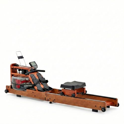 Clover Fitness NaturaRow Elite   Máquina de Remo de Agua para Casa en Madera Sostenible, Remo Plegable (Soporta 130kg) con Monitor LCD y Soporte para Tablet