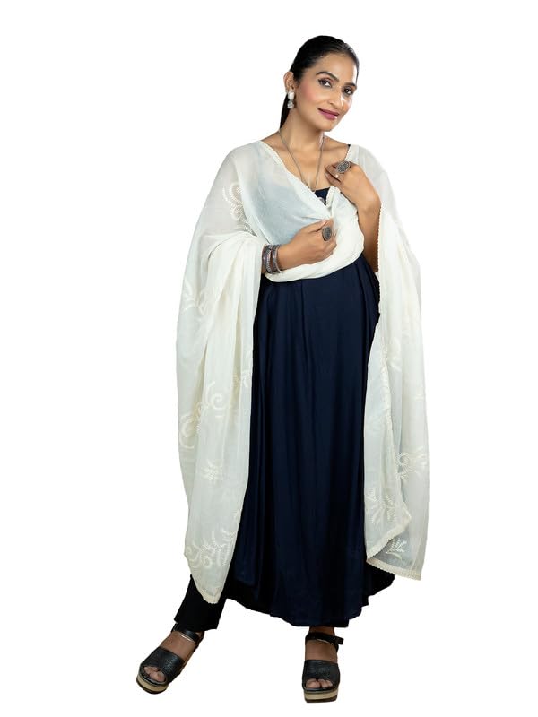 Pure Cotton Dupatta for Women 2.4 Meter with All Over Floral Buta Embroidery | Lightweight Ethnic Dupatta for Festivals, Weddings, Parties | Soft & Breathable Cotton Dupatta-image-46