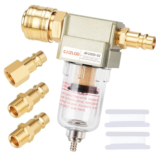 1/4Zoll Wasser-und Ölabscheider,Kompressor Wasserabscheider Druckluft,Luftfilter,mit4 Schnellverbindern und 2...
