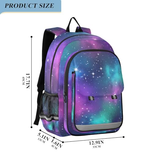 Backpack for School Boys Girls, Galaxy Colorful Girls Backpack Elementary School, 17 Inch, Age 6-122