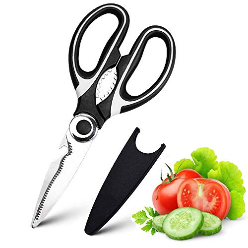 AQwzh Ultra Sharp Premium Heavy Duty Kitchen Shears and 5 in 1 Multi Purpose Scissors black