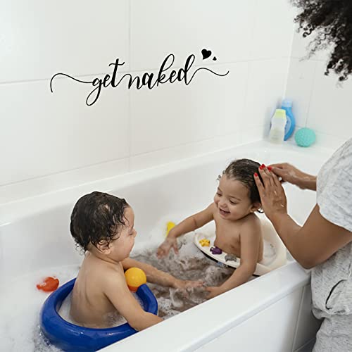 Superdant Get Naked Quotes Wall Stickers Bathroom Decor Vinyl Wall Decor Stickers Diy Saying Wall Art Decal Sticker Home Decoration For Living Room, Bedroom, Bathroom, Black 11"X36" #TOP4