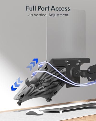 Image of FlexiSpot Laptop Mount, Dual Monitor Arm with Laptop Tray, Fits Up to 32 Inch Monitor and 17.3 Inch Notebook, Full Adjustable Gas Spring Holds up to 19.84lbs per Arm for Office & Home, Black