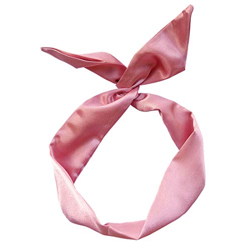 HYFEEL Wire Headbands for Women Bow Hair Scarf Cute Twist Hairbands Adjustable Head Wraps Fashion Beach Hair Accessories for Girls Lady Multi-use Turban (Pink)