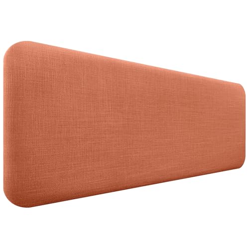 DHOME Cabecero Tapizado Liso Redondeado Lino Natural para Pared Acústicos Cabeceros Absorbentes Cabezal Cama Dormitorio (Naranja, 135cm)