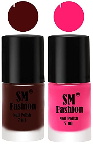 Image of Long Lasting Nail Polish | Nail Paint Combo 7 ml Each) - Set of 2 Wine-Deep Pink