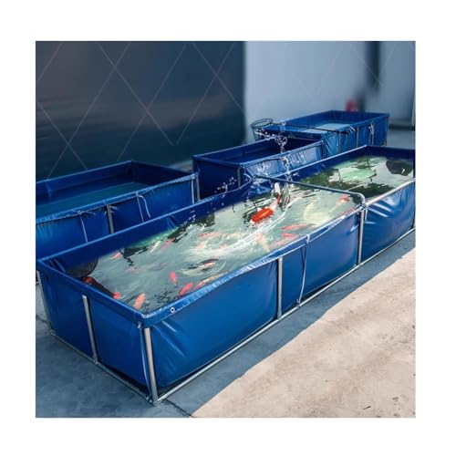 Estanque de Lona para Peces, Piscina elevada con Soporte, Piscina de Lona de PVC para estanques, Estanque para acuarios, Estanque para cría de koi, Piscina Grande para acuicultura, riego de
