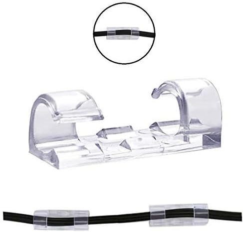 [16 Pack] Cable Clips Adhesive Cord Management Organizer Wire Sticker Holder Strips 15mm (Clear)