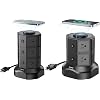 Tower Power Strip with 15W Wireless Charger, SUPERDANNY 1050J Surge Protector Tower 13A Charging Station with 12 AC Outlets & 6 USB Ports (2 USB C), 6.5ft Black Extension Cord for Dorm Essentials