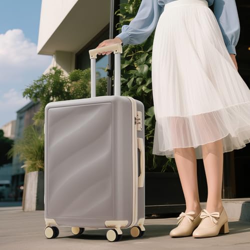Image of Hardside Luggage Sets, Lightweight Wave Suitcase with Spinner Wheels, Purple Wavy Lines