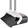 Folews Broom and Dustpan Set, Heavy Duty Dust Pan with Long Handle 51 Inch Broom with Dustpan Combo Set Upright Self-Cleaning Dust Pan Home Kitchen Lobby Indoor Outdoor Sweeping Cleaning Tool - Gray
