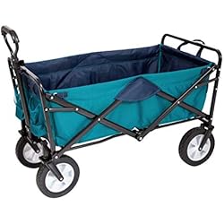MacSports Classic Folding Sports Wagon | Heavy Duty Wagon Cart with Wheels for Groceries, Sports Equipment, Gardening, Camping | Two Tone Teal/Navy Travel Wagon | 32.5´´ L x 17.5´´ W Interior