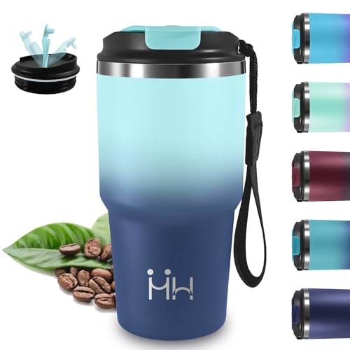 Vaso Termico, 20oz Termo Cafe, sin BPA, Taza Termica, Acero Inoxidable 18/8, Vaso Termo a Prueba de Fugas, Termo Cafe para Llevar, Doble Aislamiento, para Viajes, Cafetería, Gimnasio, Escuela, Oficina