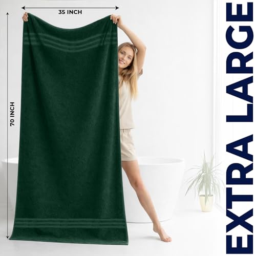 Image of DAN River 2 Pack Bath Sheets Extra Large 35x70, Large Bath Towels for Adults, XL Oversized Heavy Duty Towel Set, 600 GSM 100% Ring Spun Cotton, Soft Quick Dry, Huntergreen