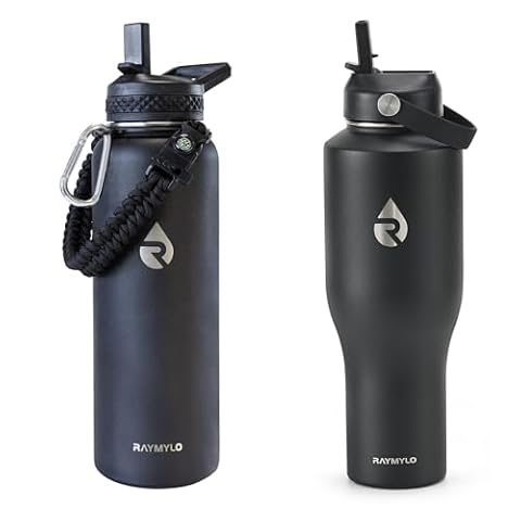 RAYMYLO 40oz Water Bottle Insulated (Black) + 40oz Insulated Water Bottle for Car (Black) — $49.86 (17% off)