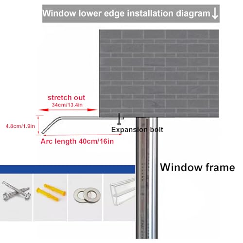 Toldo de policarbonato transparente de 40x120 cm para ventanas y puertas de jardín 2
